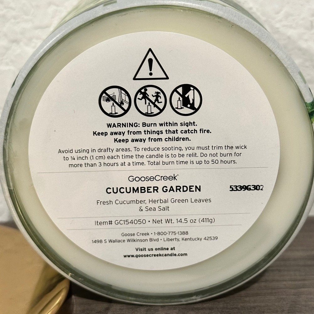 Goose Creek Cucumber Garden 3-Wick Scented Candle 14.5 oz Soy Wax Blend New - Picture 4 of 5